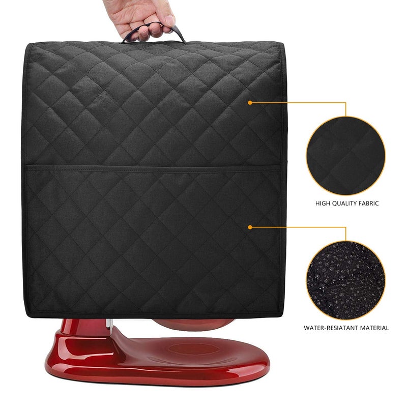 NALAN Stand Mixer Dust Cover with 3 Pockets Compatible with KitchenAid Tilt Head, Easy Cleaningï¼ŒCan Ironable (Black, Fits for 4.5-Quart and All 5-Quart) - Image 2